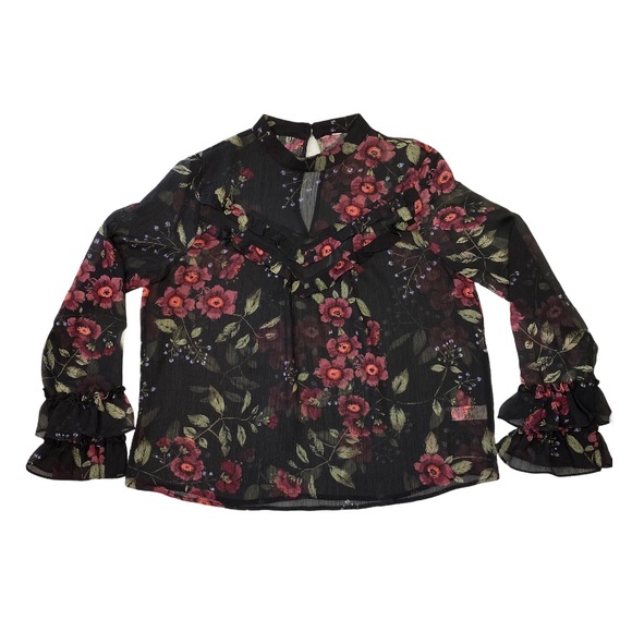 Arizona Jean Company | Tops | Arizona Jeans Long Sleeve Ruffle Sheer ...